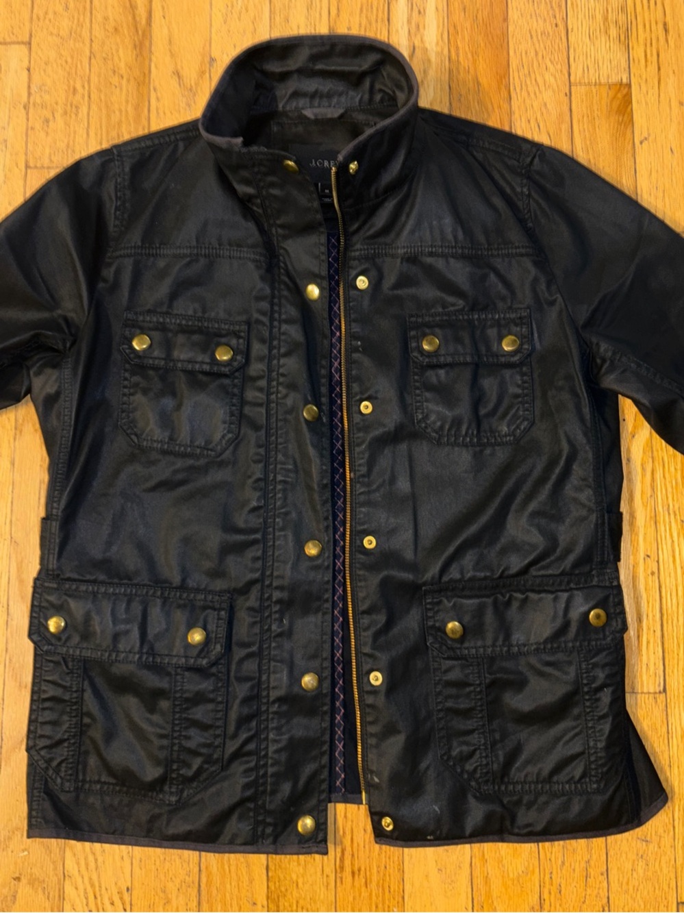 J.Crew Women’s Downtown Field Jacket -Navy Blue with Gold Snaps - Medium